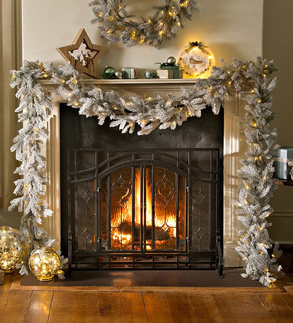Garland for Fireplace Mantel Luxury Frosted Grandis Fir Lighted Garland