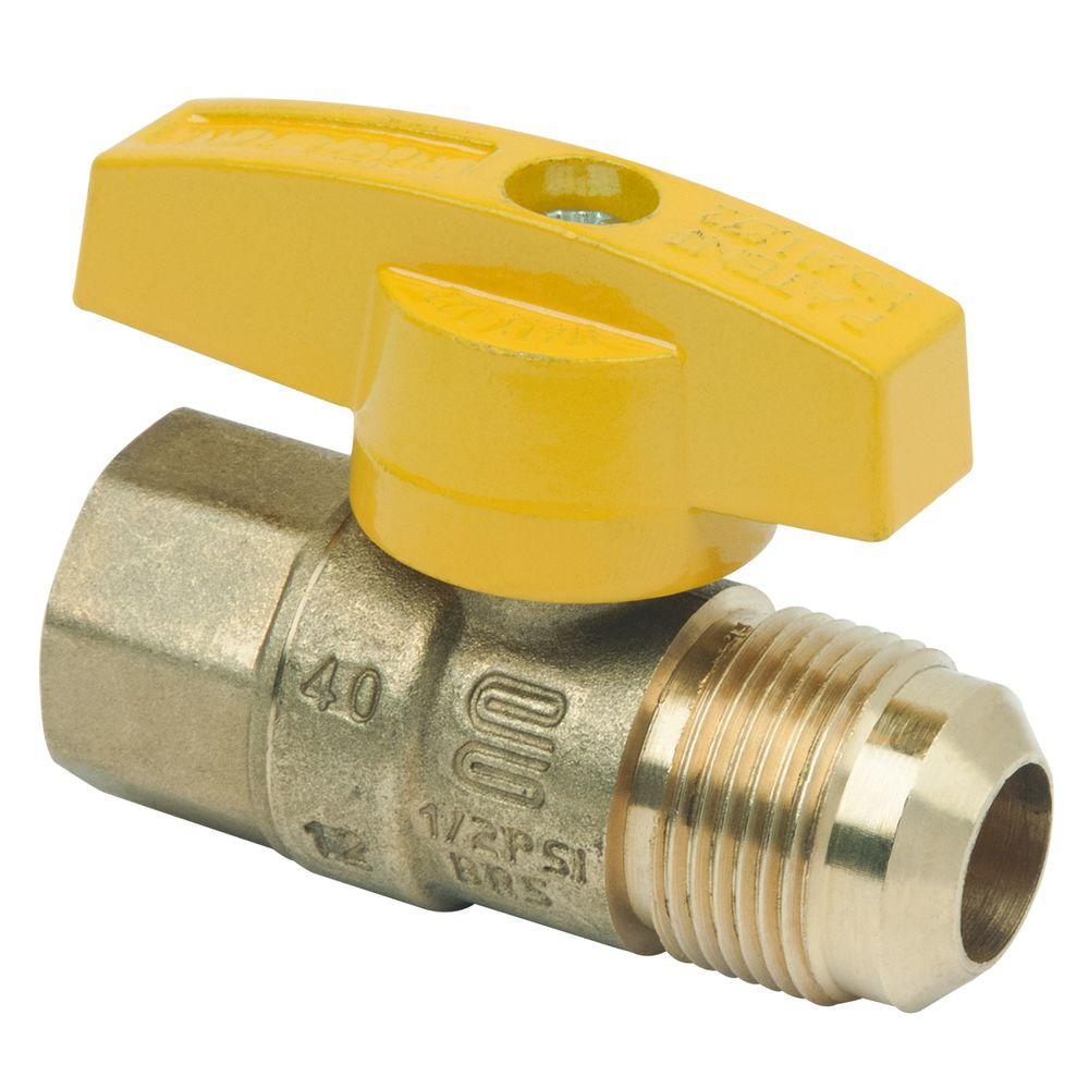 BrassCraft 5 8 in O D Flare 15 16 16 Thread x 1 2 in FIP Gas Ball Valve brasscraft gas fittings connectors pssc 68 64 1000