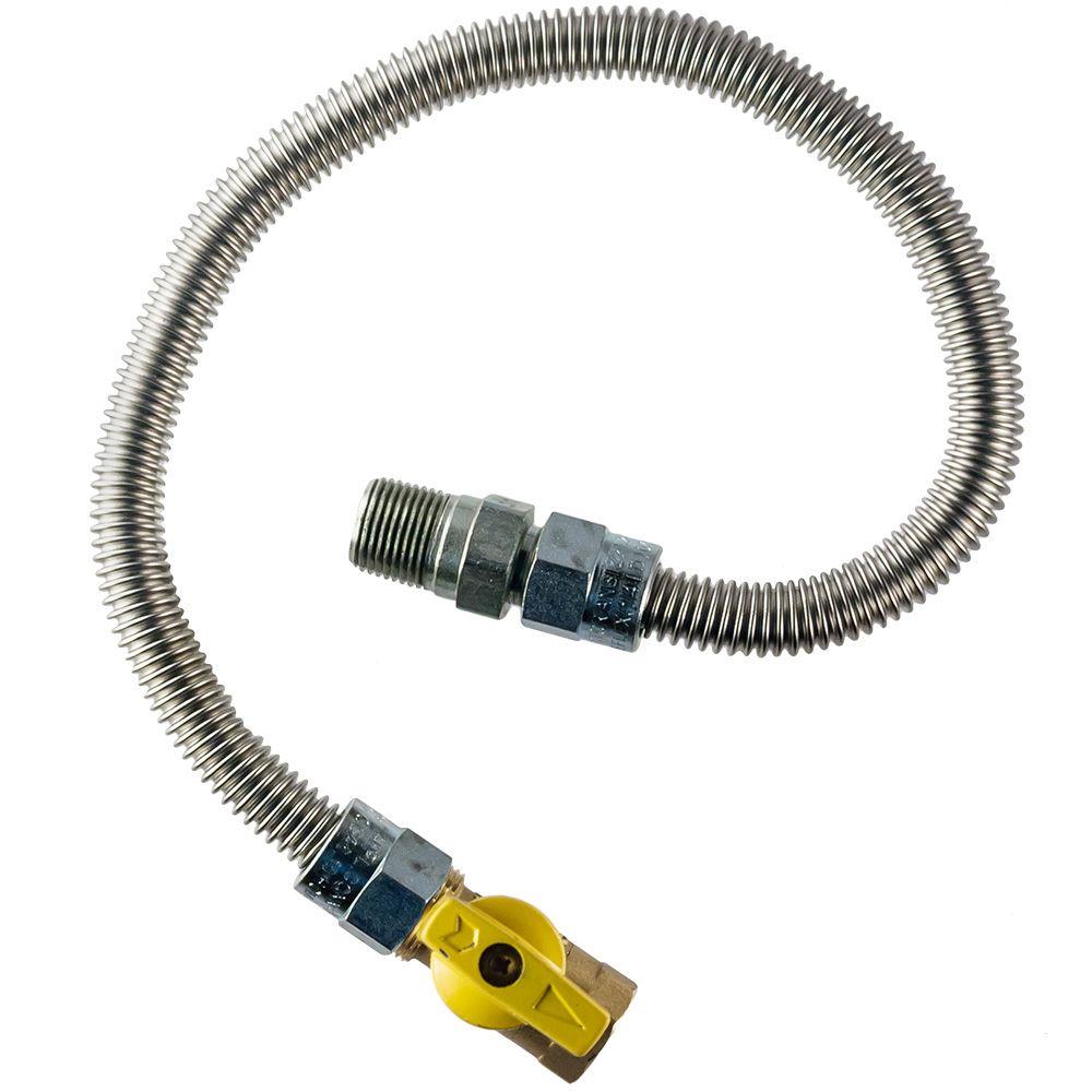 HOME FLEX 3 8 in MIP x 1 2 in FIP Gas Valve x 12 in Heater Connector 3 8 in O D silver home flex supply lines hfhc 7k 12 64 1000