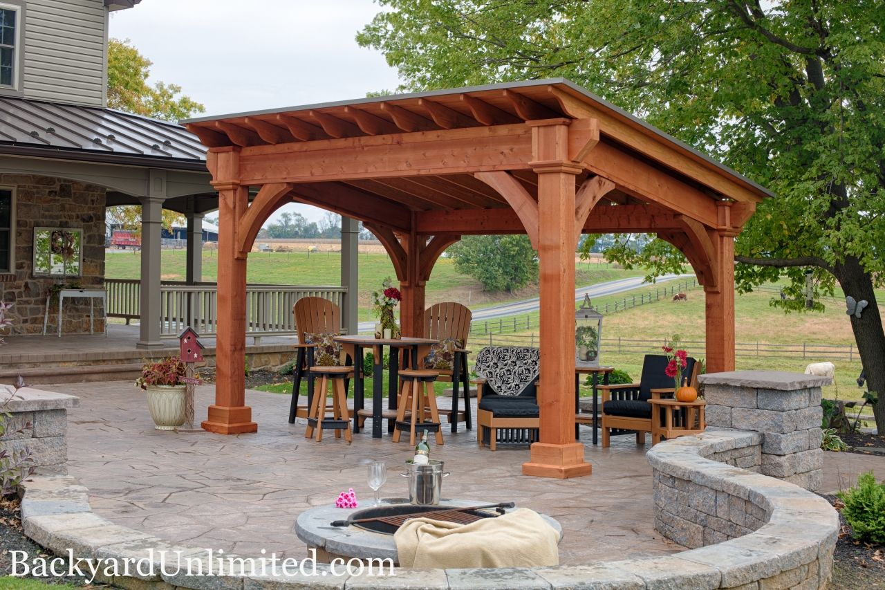 Gazebo with Fireplace Luxury 10 X14 Santa Fe Cedar Pavilion with Cedar Stain