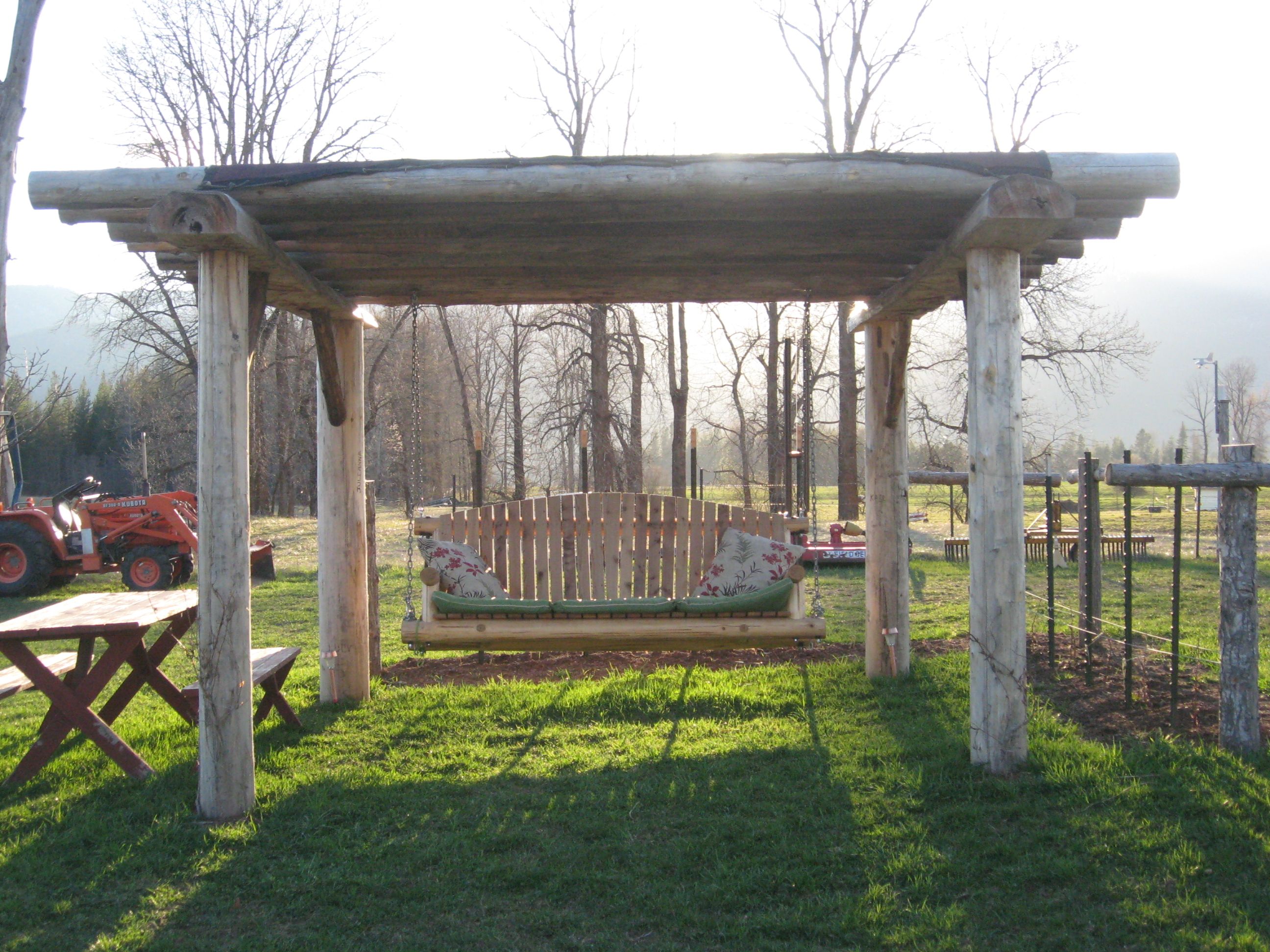 Gazebo with Fireplace New Cedar Log Pergola & Swing In 2019