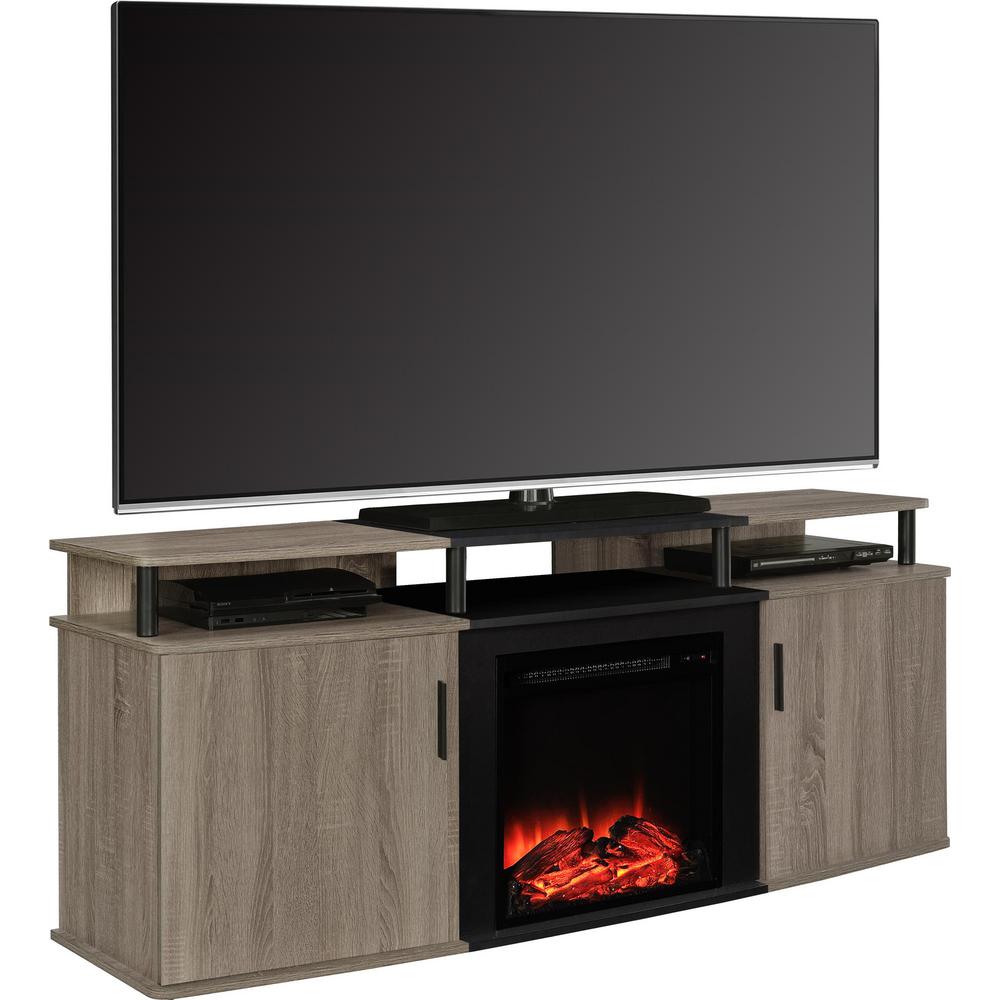 Grey Entertainment Center with Fireplace Luxury Ameriwood Windsor 70 In Weathered Oak Tv Console with