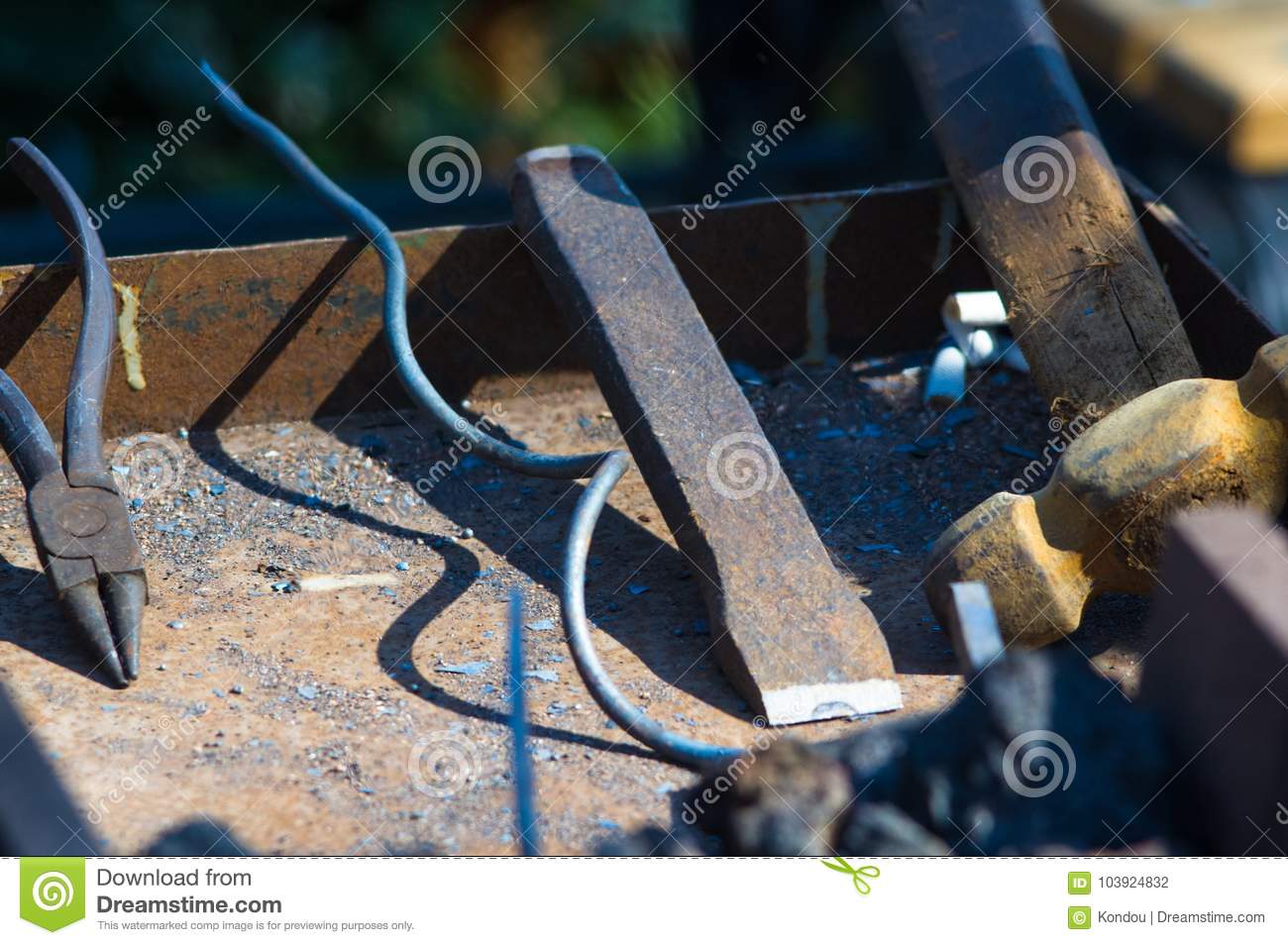 Blacksmith Tools And Fixtures For Hand Forged Metal Stock blacksmith tools fixtures hand forged metal blacksmith tools fixtures hand forged metal close up