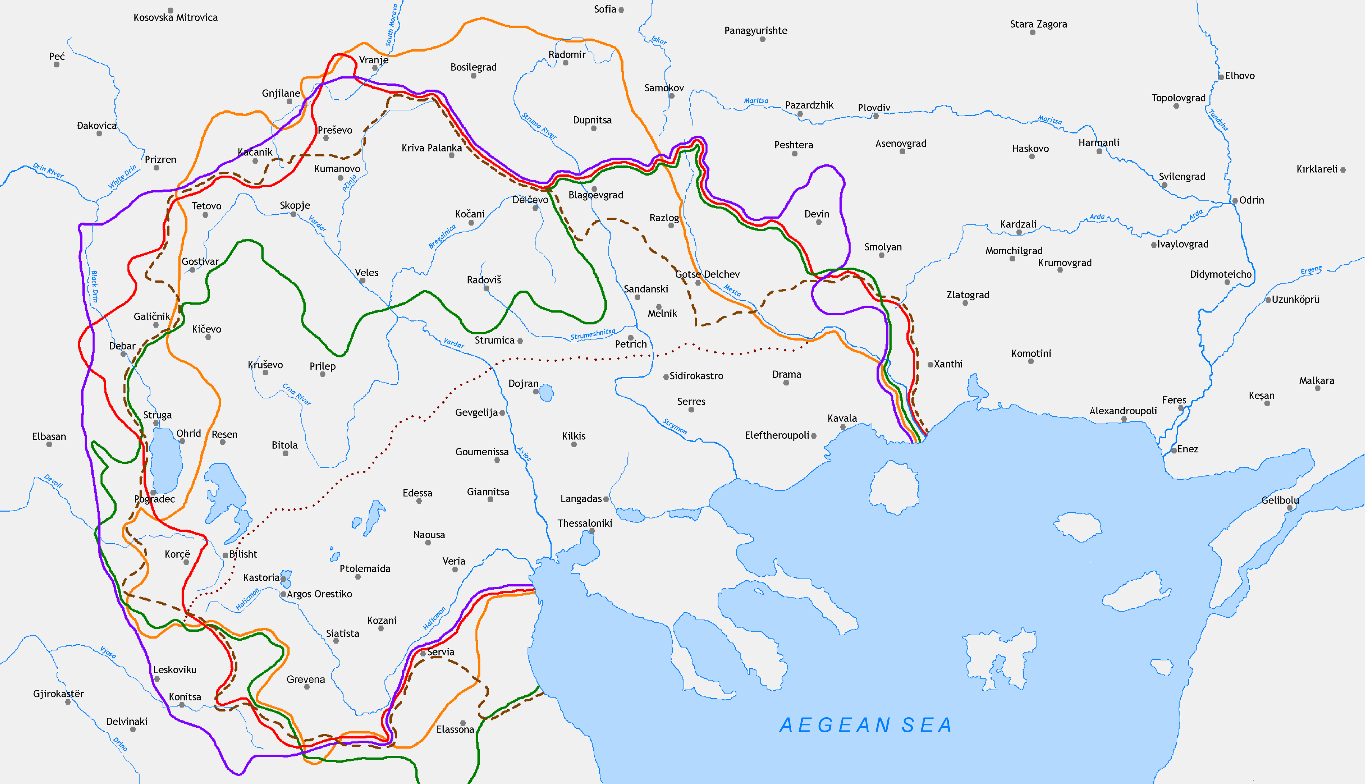 Borders of Macedonia according authors % 1927