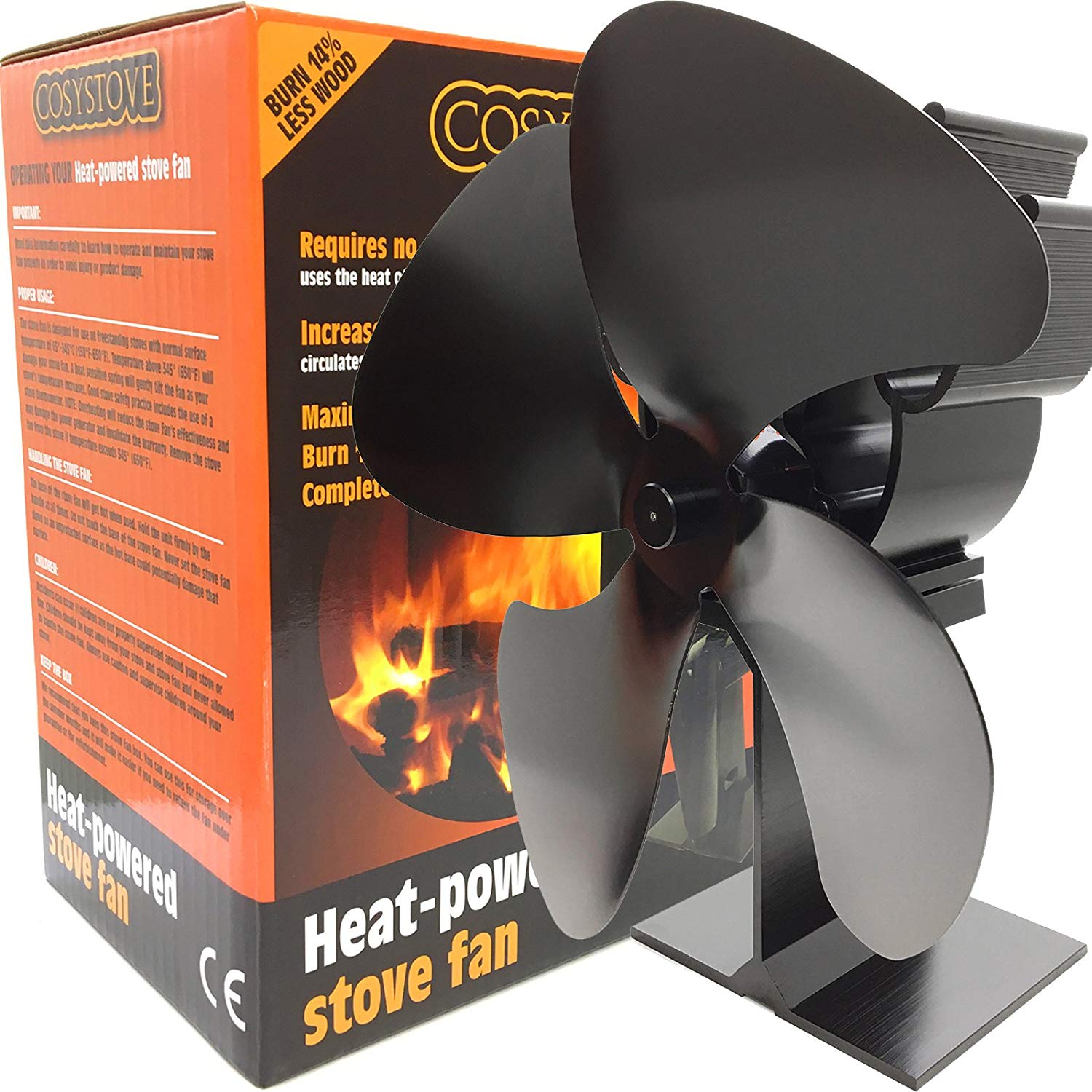 Stove Fan Silent Wood Burning Multi Fuel Better Efficiency 4 Blade Heat Powered Cosystove Save Money New 2019 81YRoTGFZDL SL1500