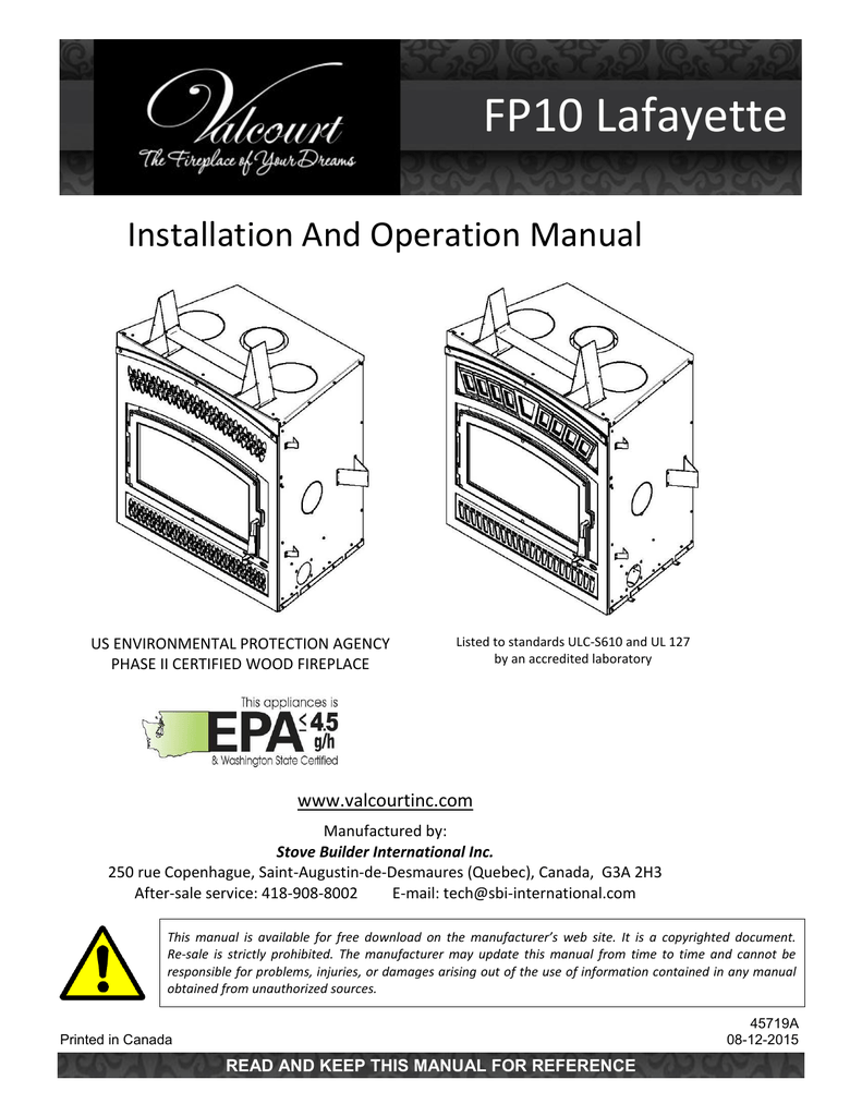 Heat Surge Electric Fireplace Manual Lovely Fp10 Lafayette Installation and Operation Manual