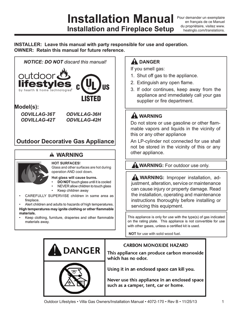 Installation Manual Installation and Fireplace Setup 1 d4c691b1d79fa6141d45c751a