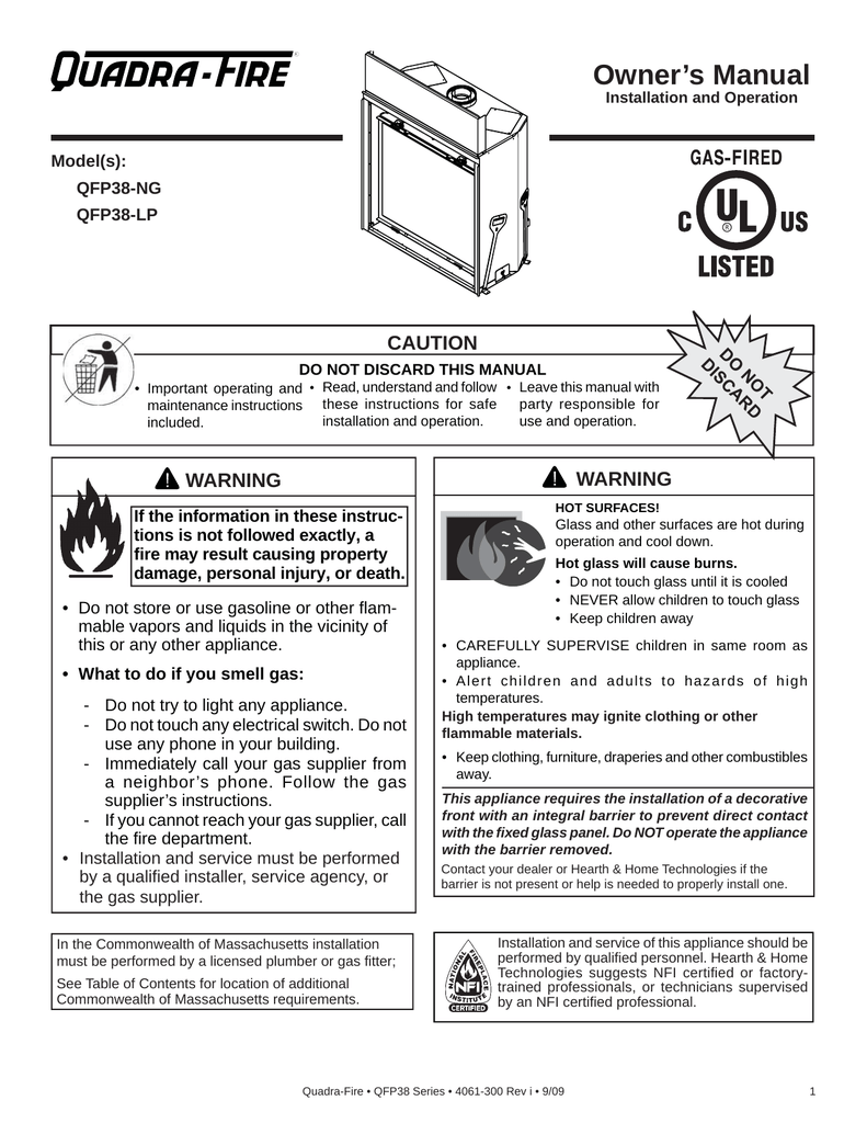 Heatilator Fireplace Manual Fresh Quadra Fire Qfp38 Ng User S Manual