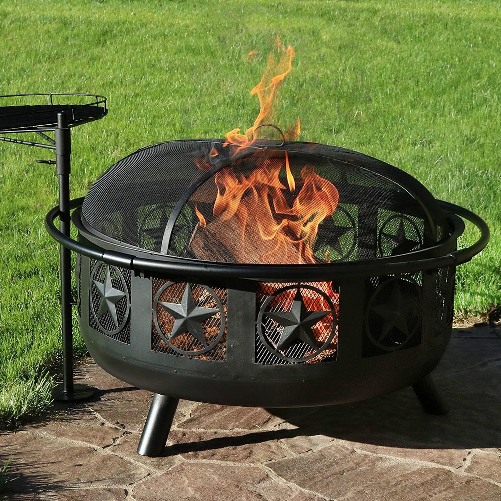 Heavy Duty Fireplace tools New Sunnydaze Decor 36 In W X 22 5 In H Round Steel Wood Burning Fire Pit with Cooking Grate and Spark Screen