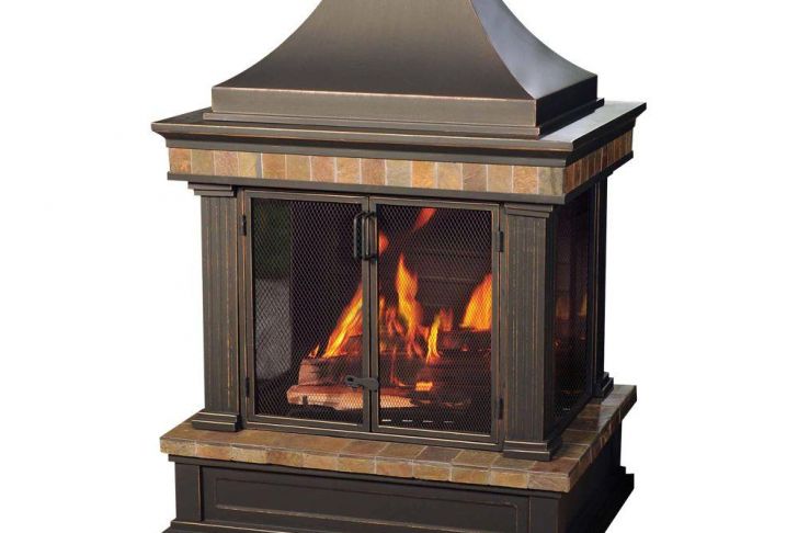 Home Depot Outdoor Fireplace New Sunjoy Amherst 35 In Wood Burning Outdoor Fireplace