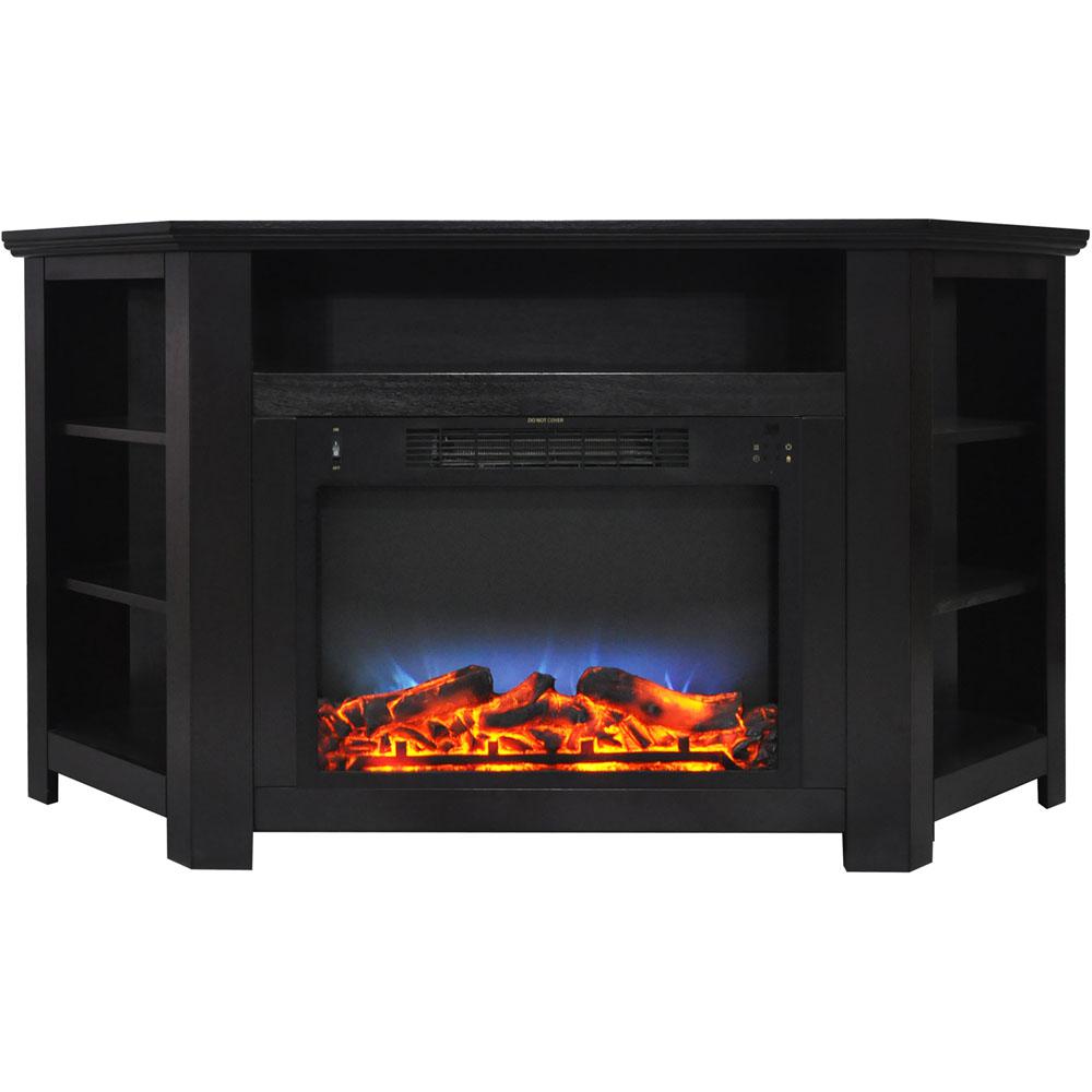Tyler Park 56 in Electric Corner Fireplace in Black Coffee with LED Multi Color Display black hanover corner electric fireplaces fs5630 1bbkled 64 1000