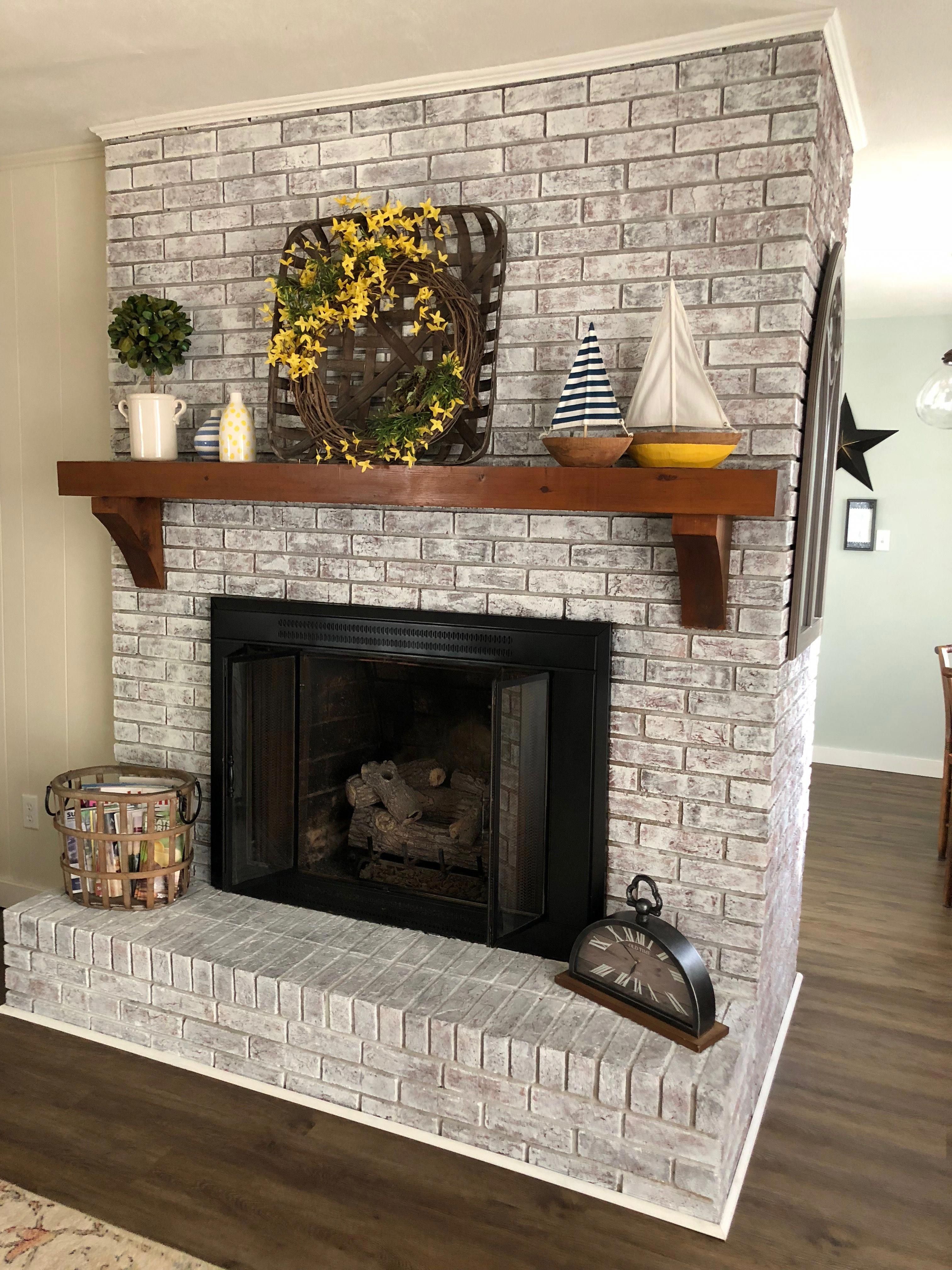 How to Brick A Fireplace Best Of Painted Brick Fireplace Sw Pure White Over Dark Red Brick