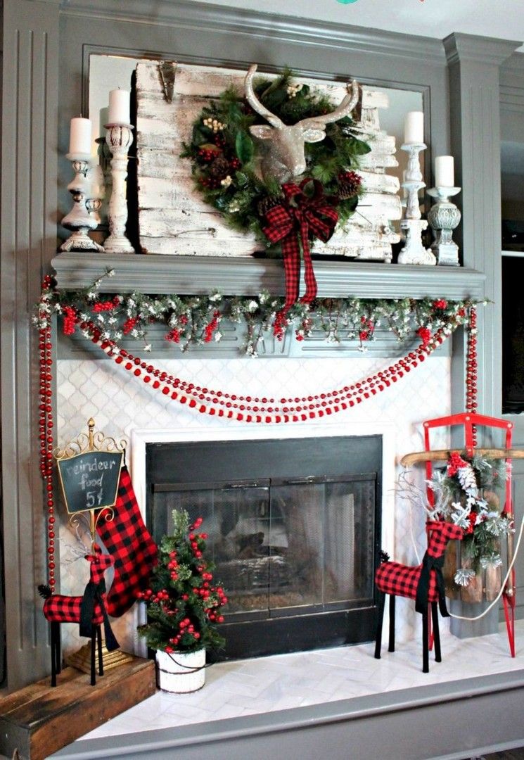 28 Cozy & Rustic Christmas Mantel 9dd24d4f0f7881f721a73dfafc939eed