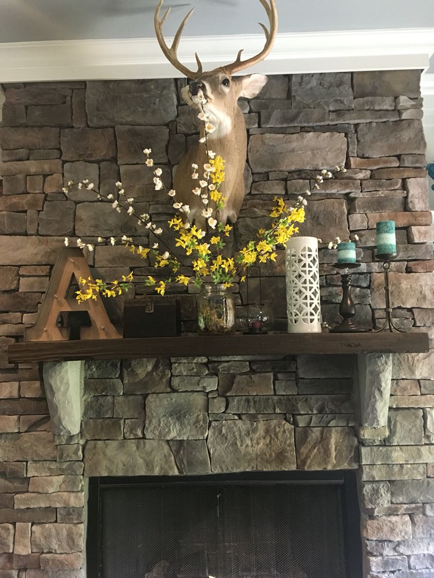 How to Install A Mantel On A Stone Fireplace Luxury Summer Mantel Around the Deer Mount that Works Great In Fall