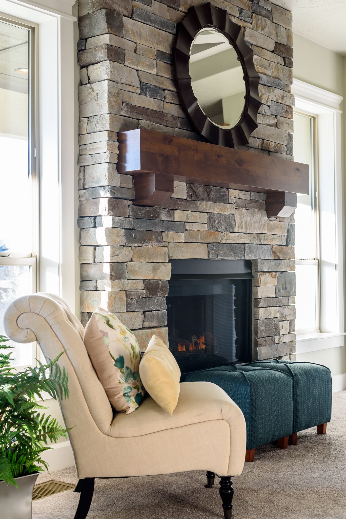 How to Install A Mantel On A Stone Fireplace New Echo Ridge Country Ledgestone On This Floor to Ceiling Stone