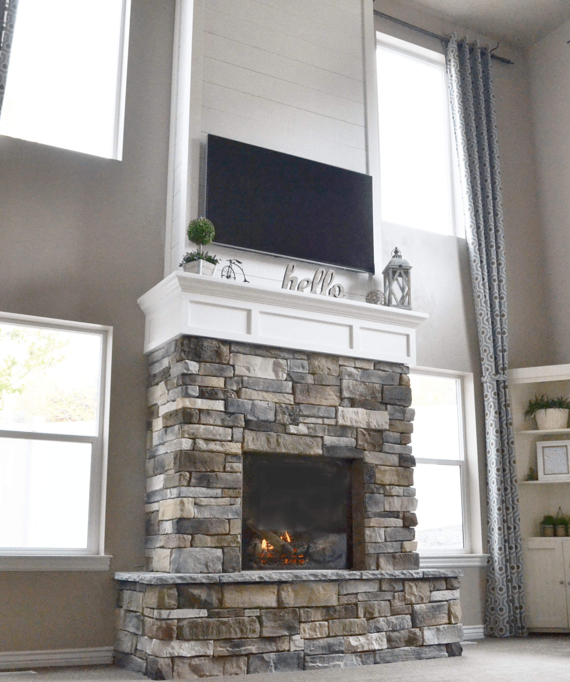 How to Install Stone On Fireplace New Diy Fireplace with Stone & Shiplap