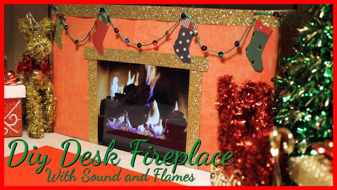 How to Make A Christmas Garland for Fireplace Inspirational Diy Desk Christmas Fireplace with sound & Flames Xmas Home Decor Mostly Dollar Tree