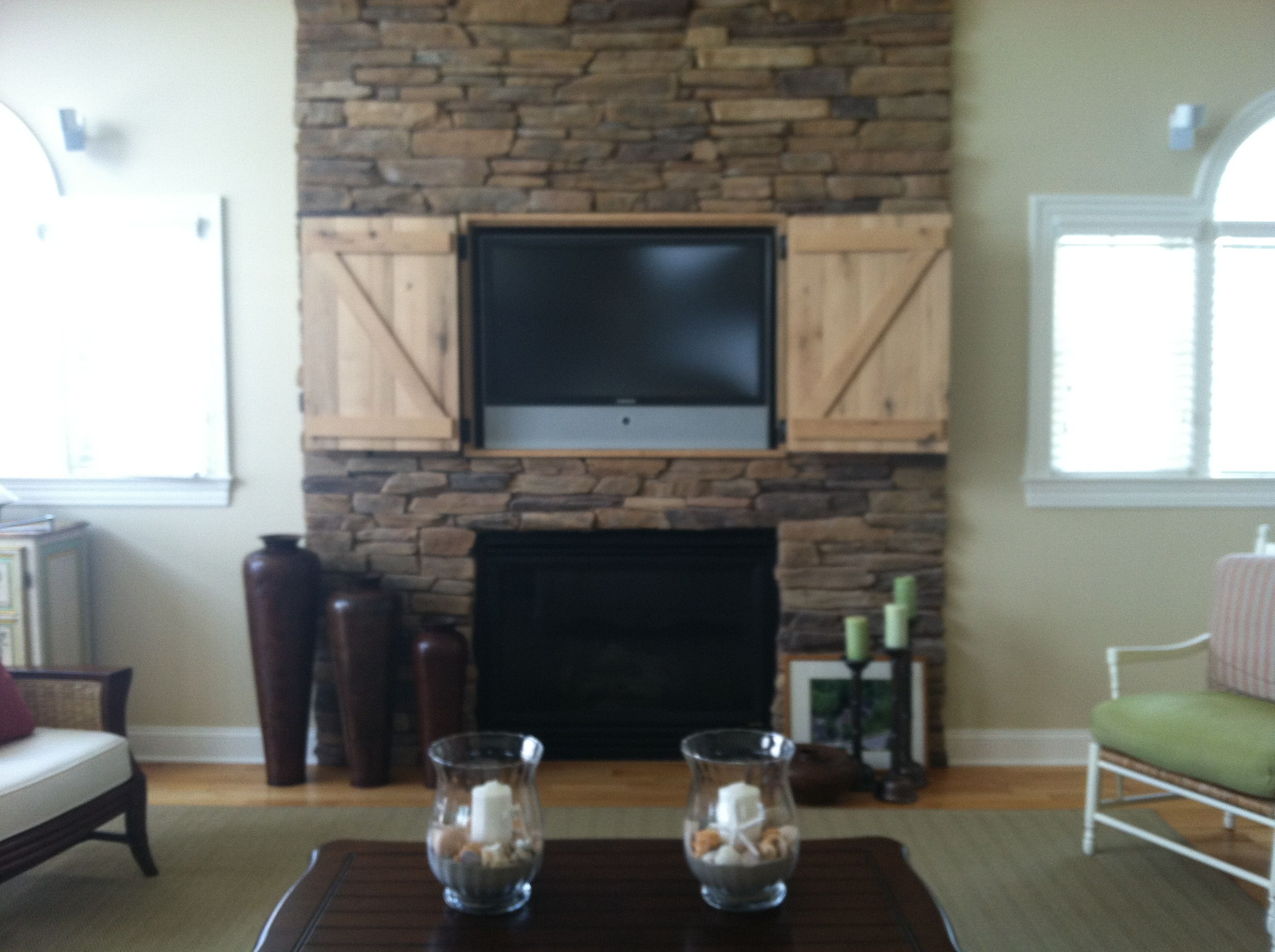 How to Mount Tv On Brick Fireplace Lovely Hidden Tv Over Fireplace Open Doors Decor and Design