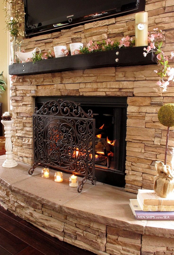 modern rocks fireplace design