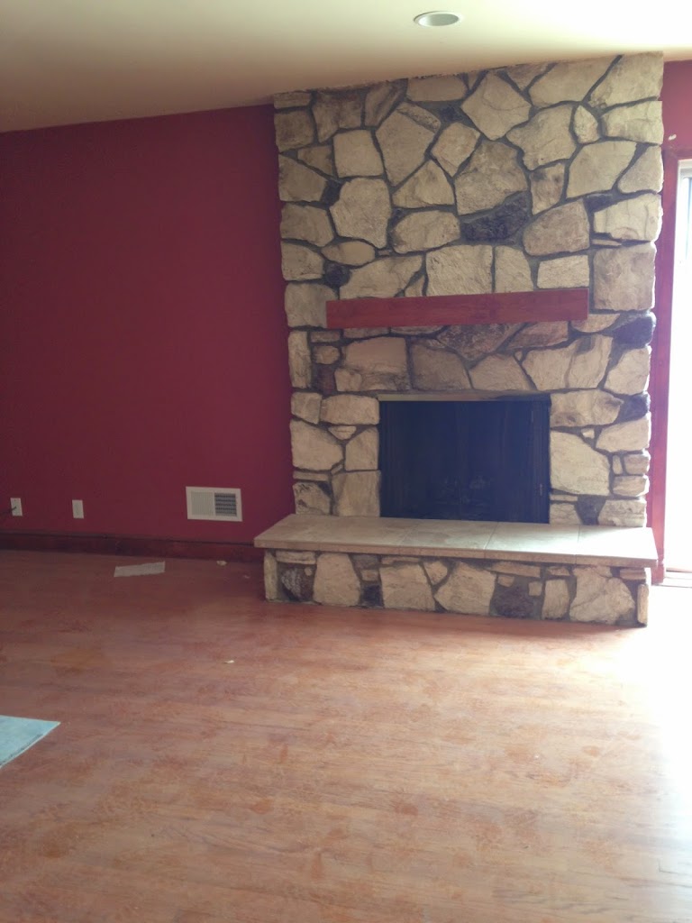 before renovation stone fireplace