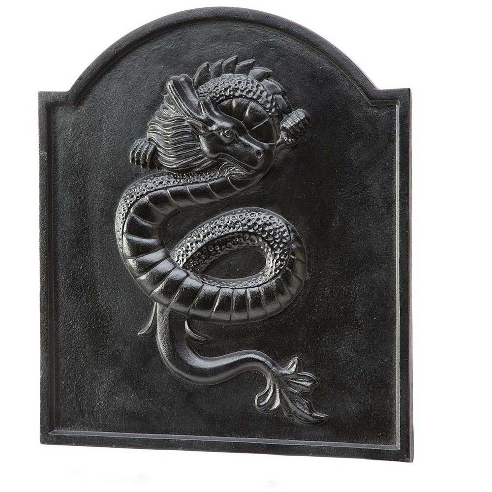 Iron Fireplace tools New Cast Iron Fireback with Dragon Design Plow & Hearth