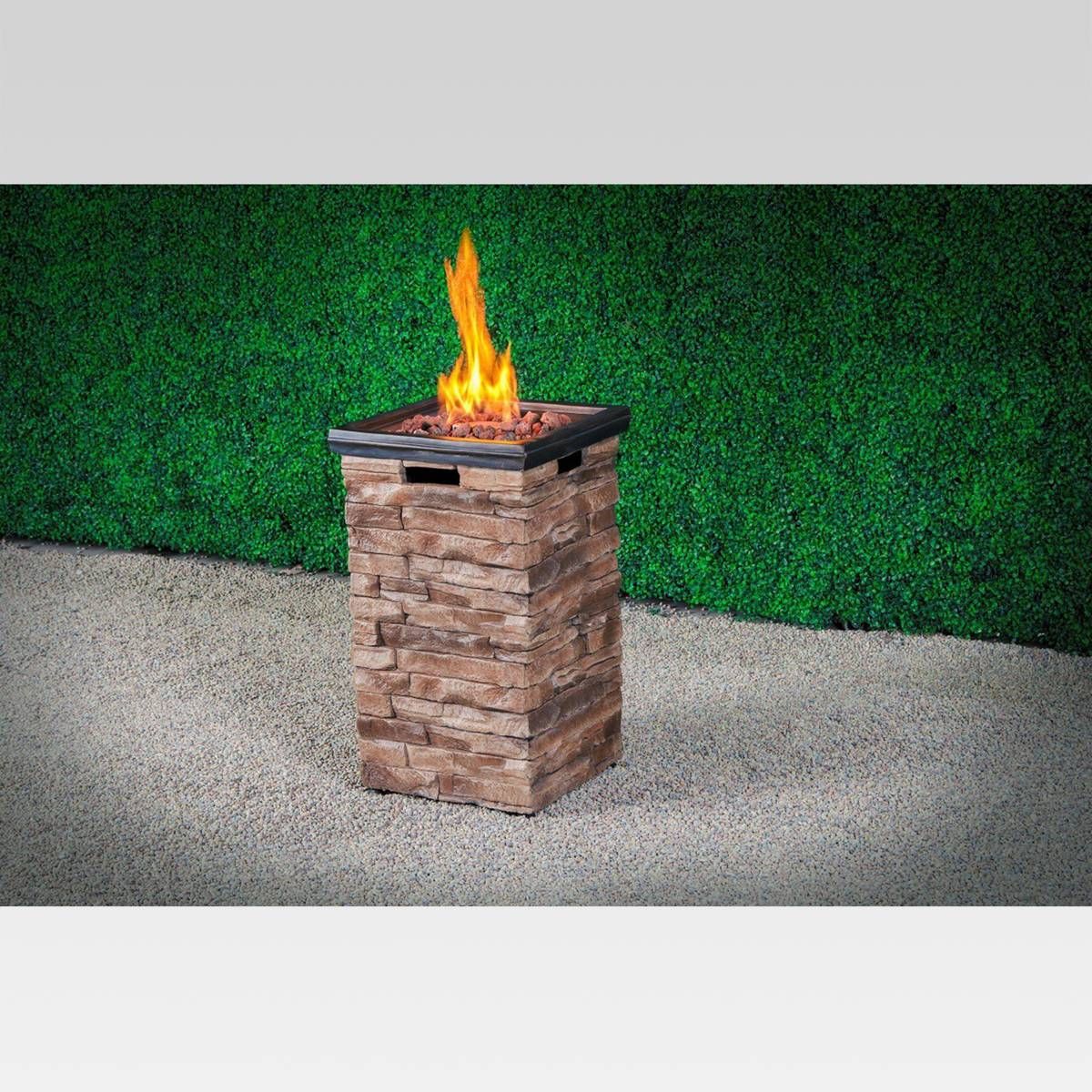 Kingsman Fireplaces Fresh Chisholm 27" Tall Square Lp Gas Fire Column Natural Stone