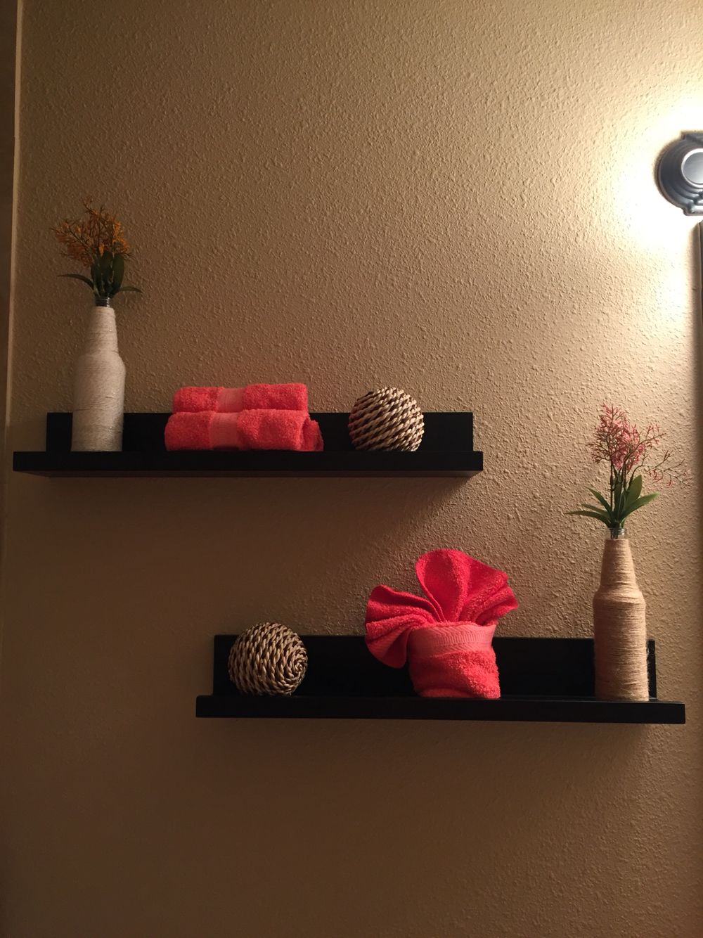 Floating shelves from lowes $23 hand towels from kohls $2 99 560b0d542c008d07d45b54a4d