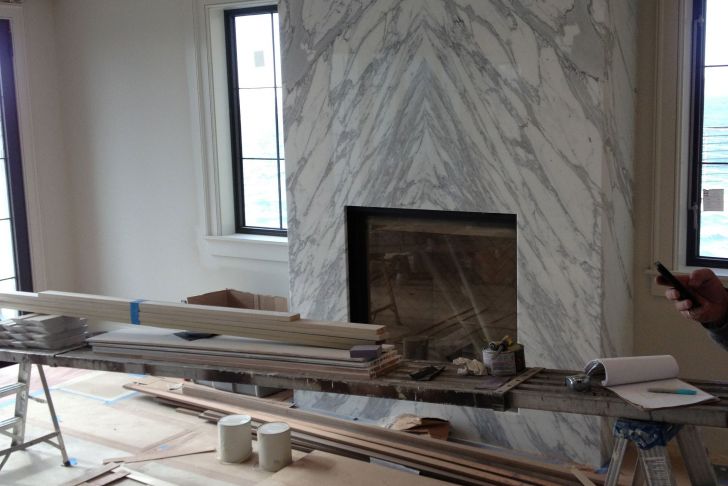 L Shaped Fireplace Screen Best Of Contemporary Slab Stone Fireplace Calacutta Carrara Marble