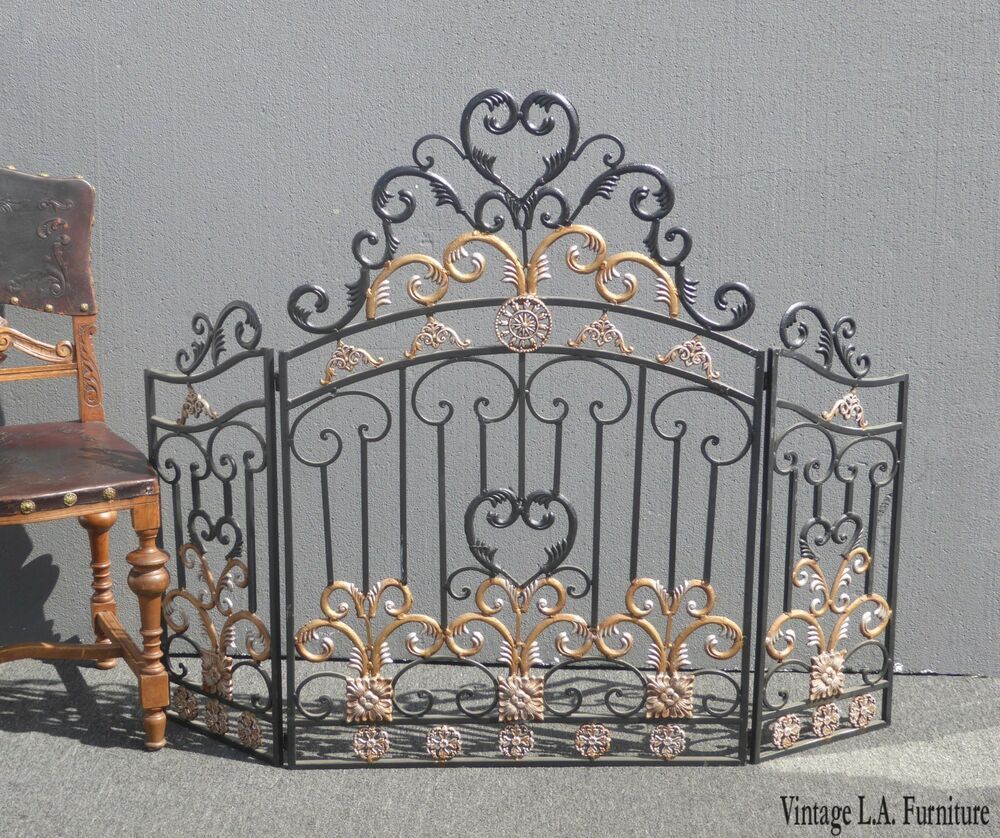 L Shaped Fireplace Screen Best Of Vintage Spanish Style Black Wrought & Cast Iron ornate