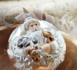 Large Fireplace Mantel Elegant Neiman Marcus Ball Christmas ornament with Santa and Friends $45 W Tax