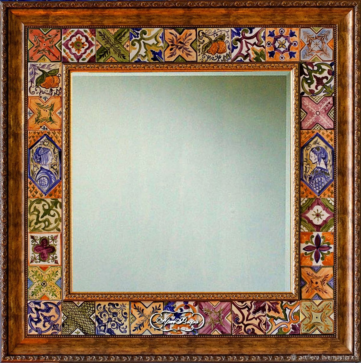 Large Mirror Over Fireplace Unique Mirror Italian Tiles 3