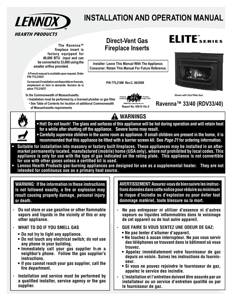 INSTALLATION AND OPERATION MANUAL Direct Vent Gas Fireplace 1 ca2e4c9c e5f0a f589b