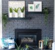 Live Edge Fireplace Mantel Elegant Simple White & Green Summer Mantel Decor with Free