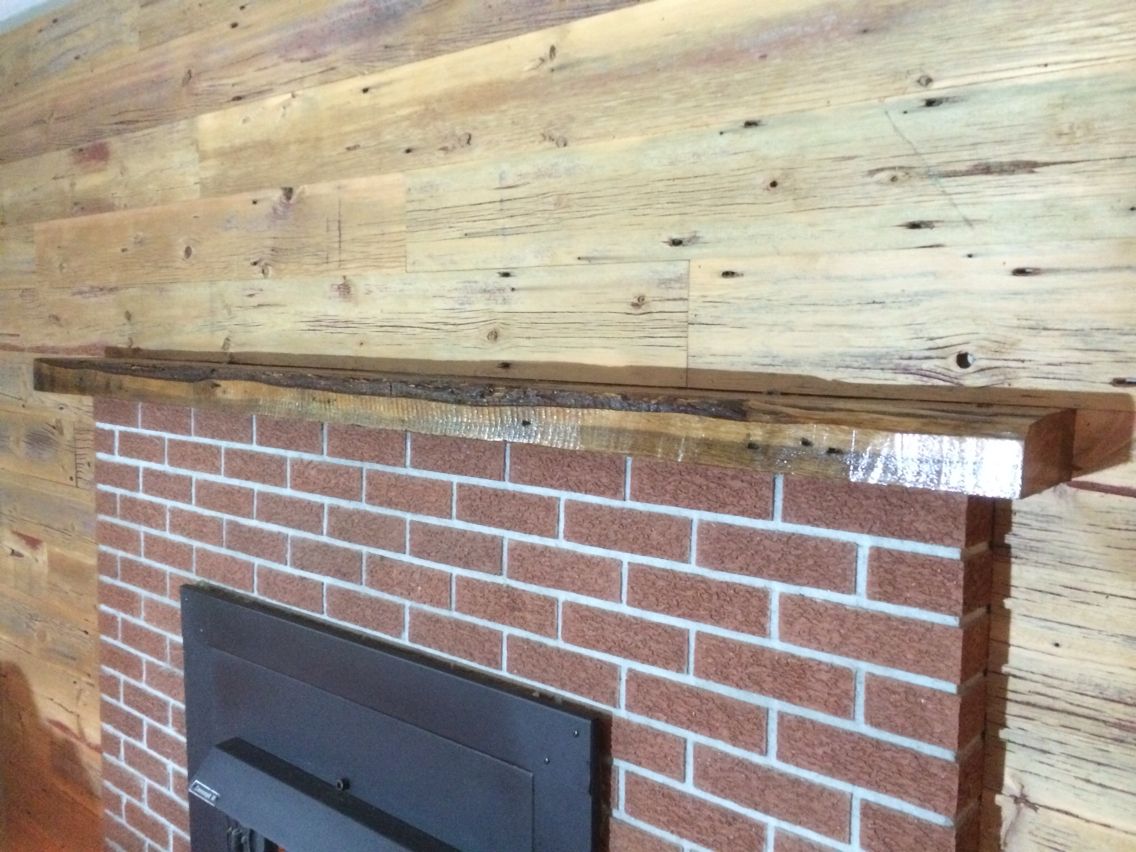 Planed red grey siding accent wall with 3x8 oak live edge 0d8fd de31b ac7c