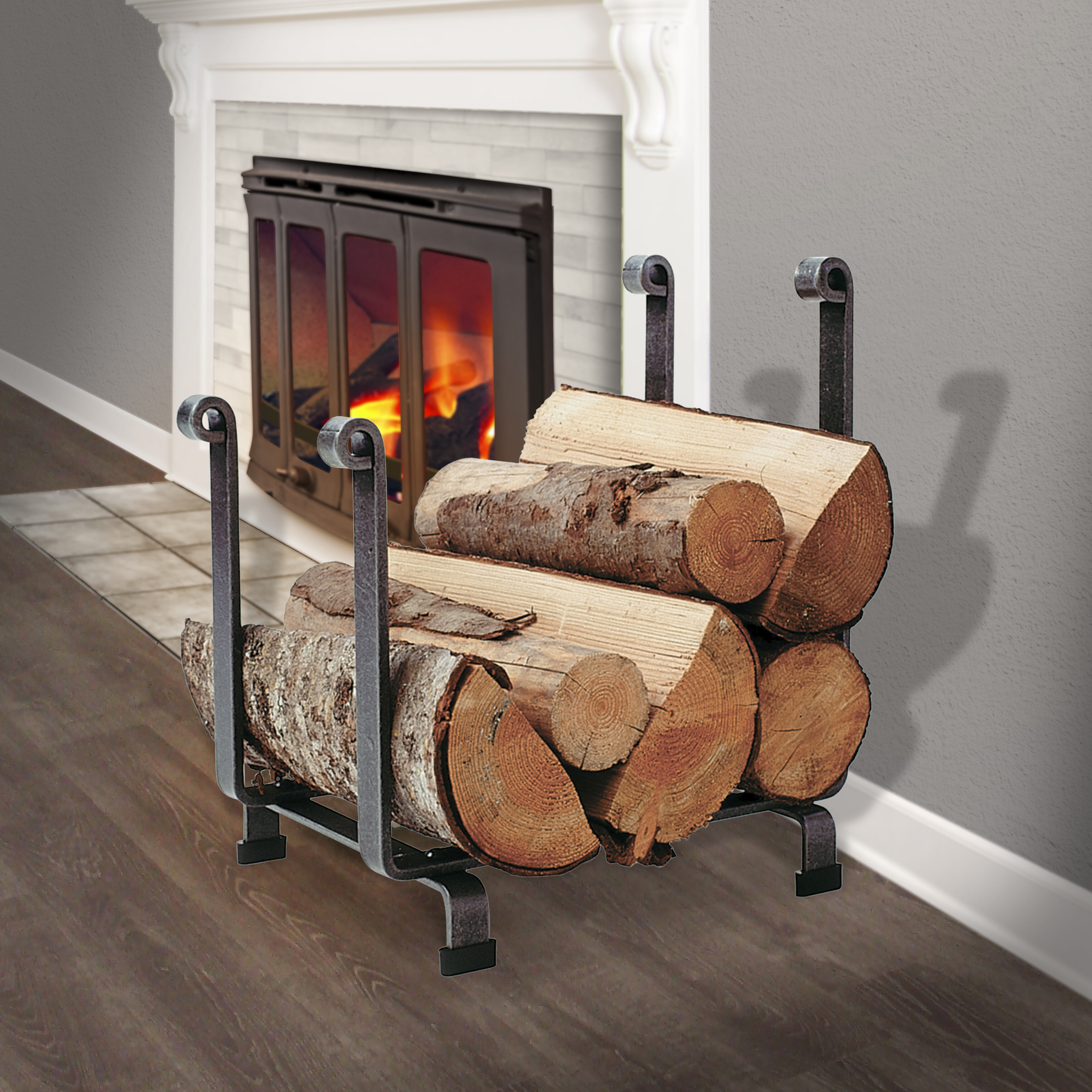 Enclume Arch Log Rack Patio Lawn & Garden Hammered Steel usa handcrafted hearth log rack