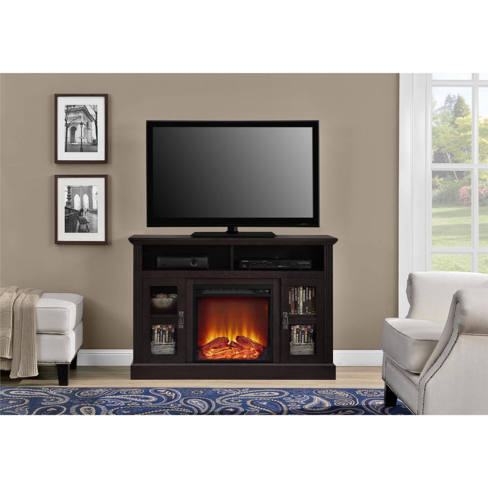 electric fireplace tv stand chic ameriwood home chicago electric fireplace tv console for tvs up to a of electric fireplace tv stand