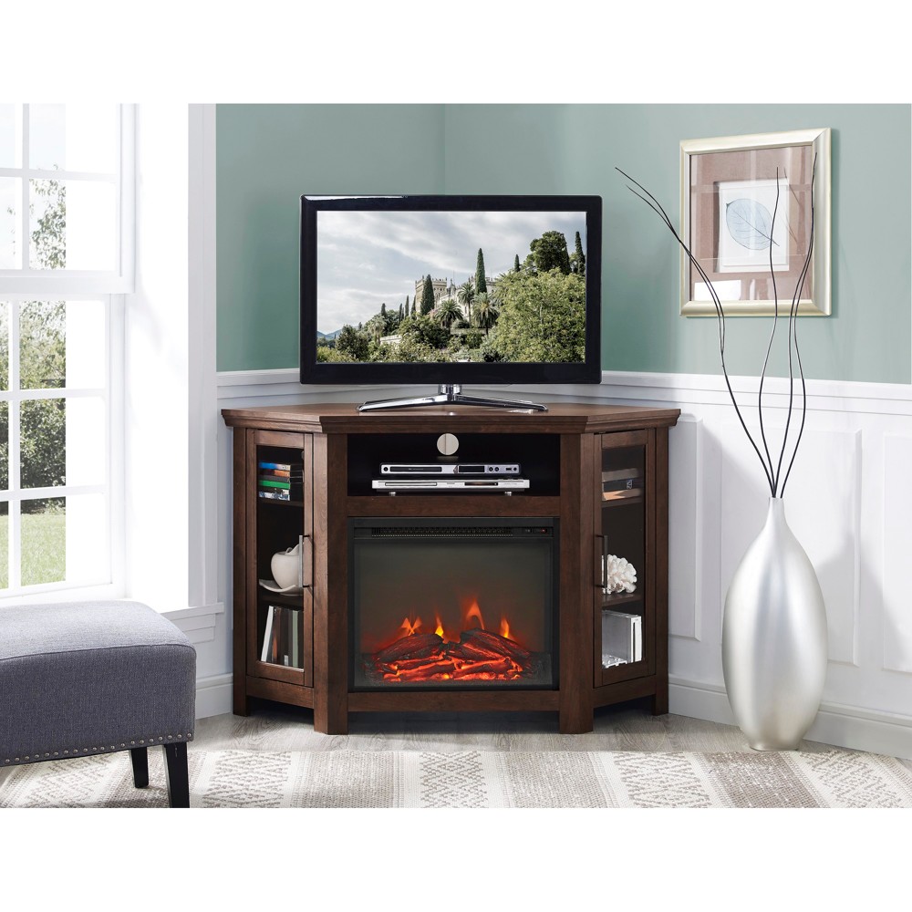 Long Tv Stand with Fireplace Beautiful 48 Wood Corner Fireplace Media Tv Stand Console Traditional