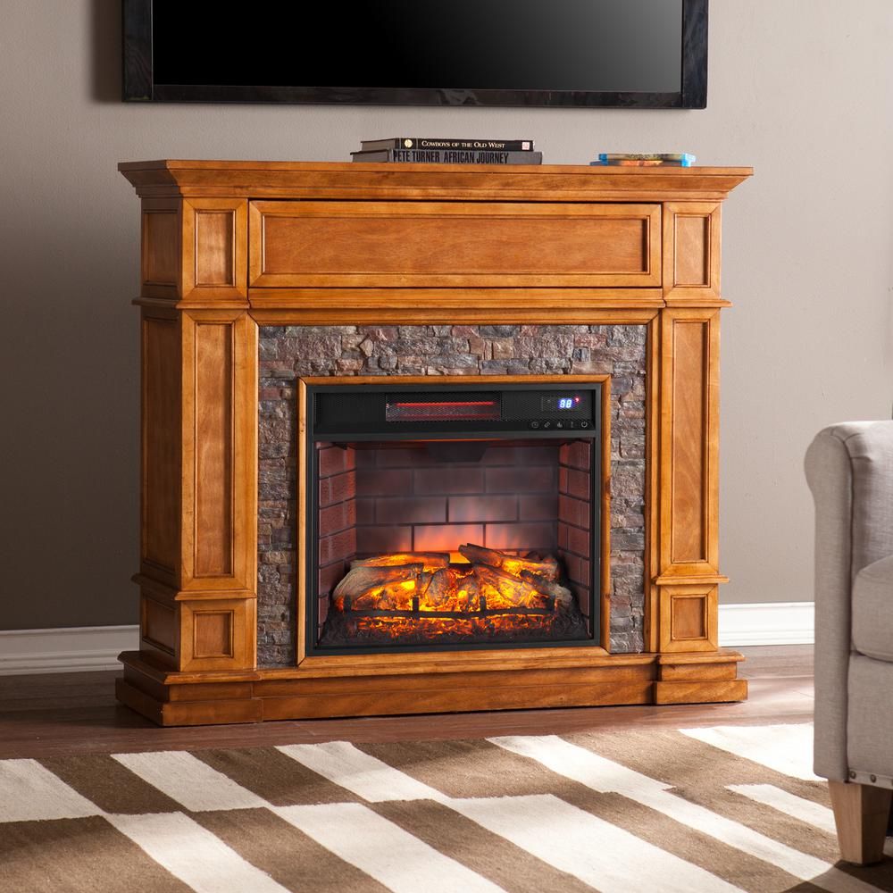 Mahogany Electric Fireplace Elegant southern Enterprises Auburn 45 5 In Faux Stone Infrared