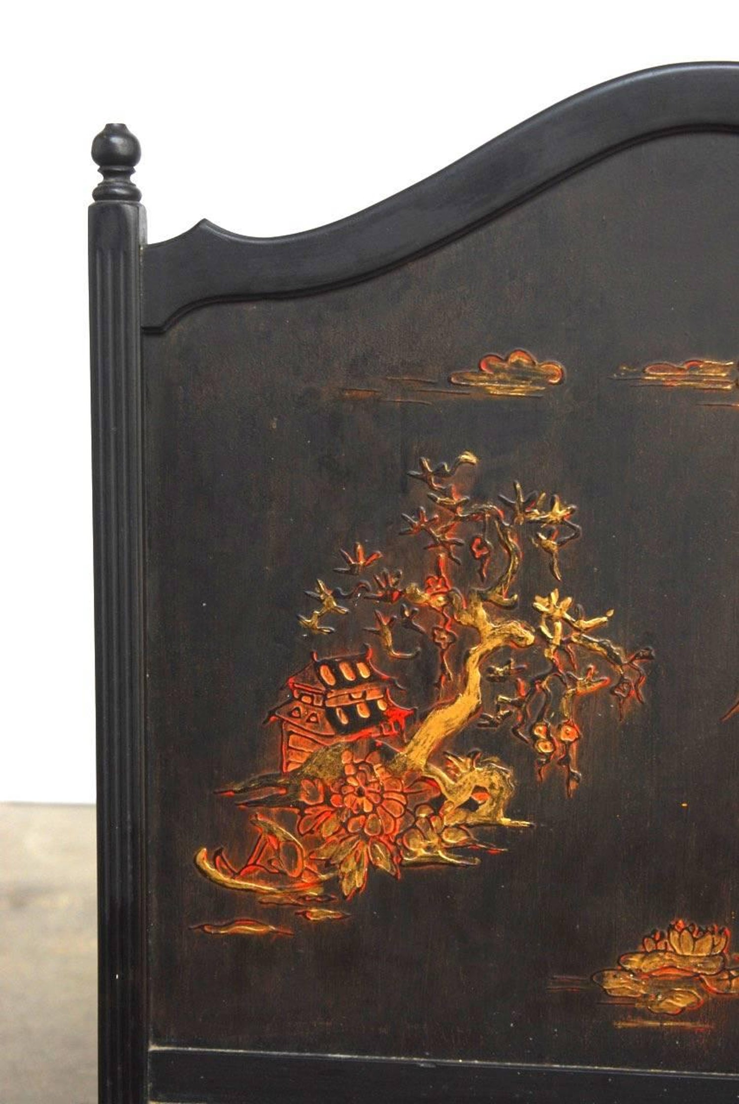 Mid Century Fireplace Screen Luxury Black Lacquer Chinoiserie Decorated Fireplace Screen at 1stdibs