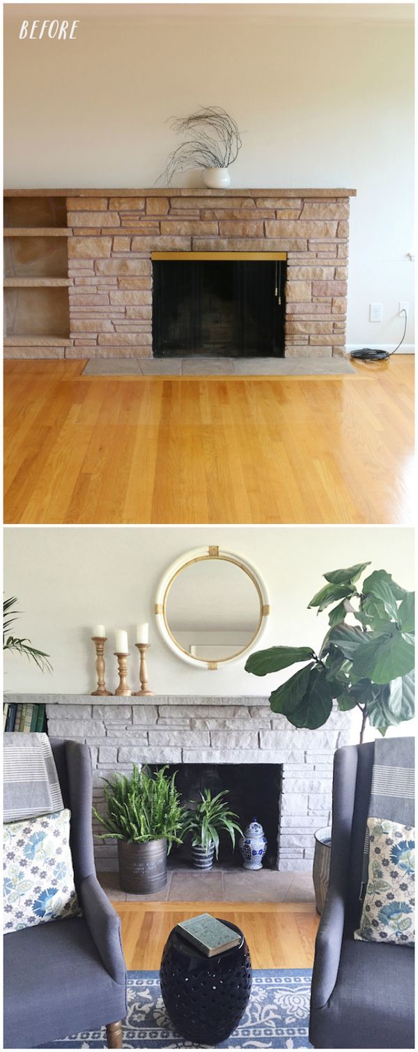 Painted Stone Fireplace Makeover Decor c abc4da1069cd3336a