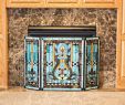 Mid Century Fireplace Screen Unique 28"h Tiffany Style Stained Glass Fleur De Lis Fireplace Screen Green 44"w X 28"h