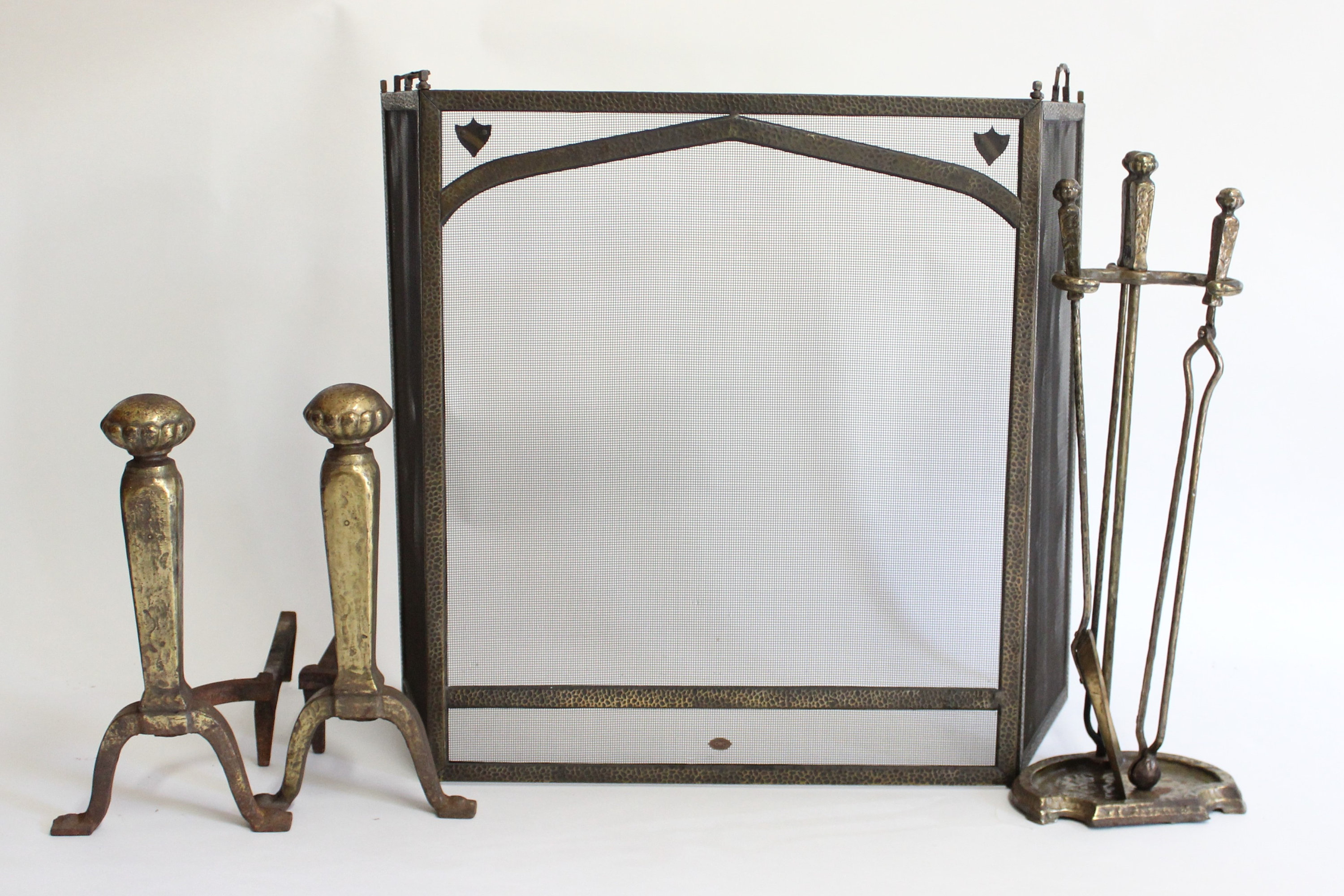 Mid Century Fireplace tools Inspirational Antique S M Howes Pany Hammered Wrought Iron Fireplace Set andirons Fire Screen and Fireplace tools