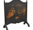 Mid Century Fireplace tools Unique Black Lacquer Chinoiserie Decorated Fireplace Screen at 1stdibs