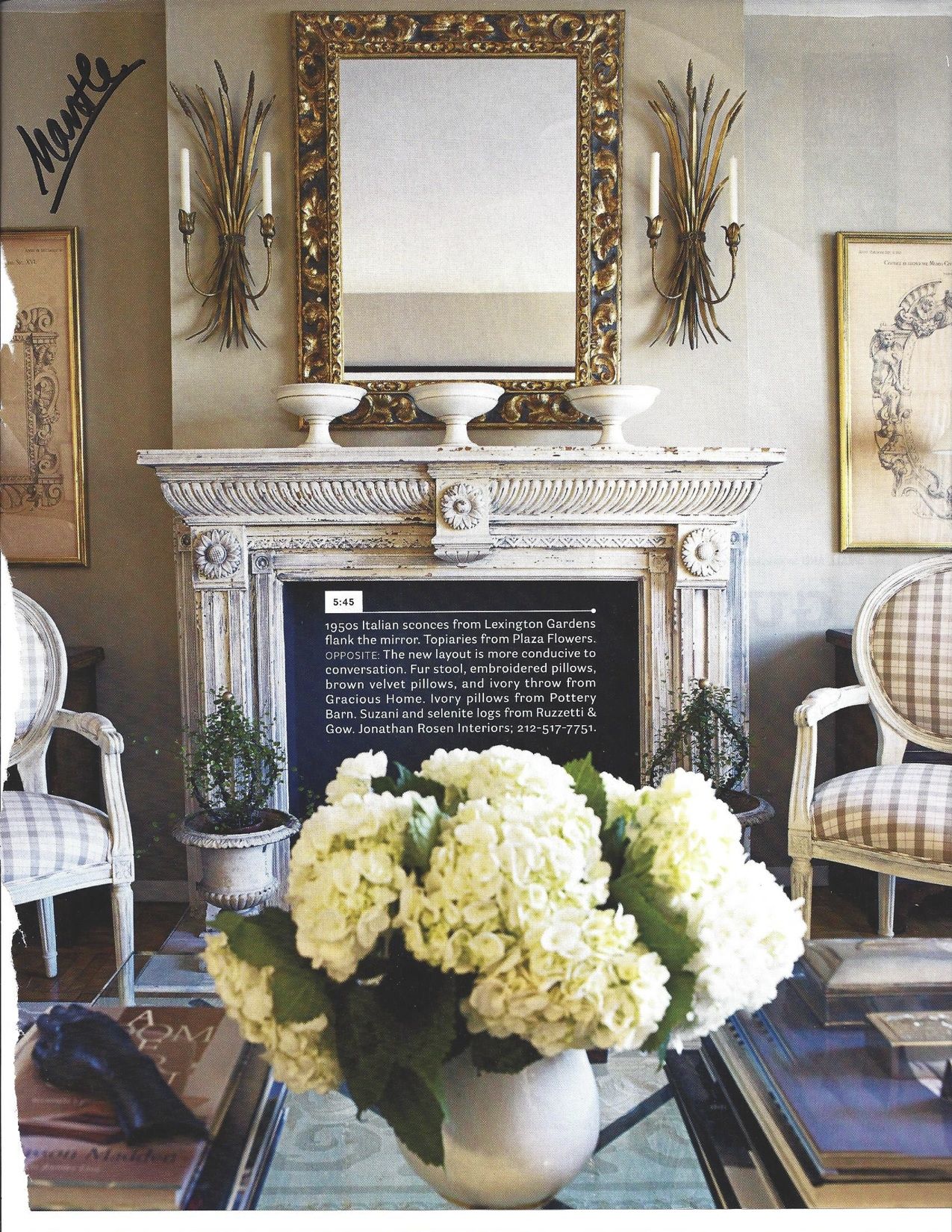 1950 s Italian sconces flanking gold mirror above fireplace 960d01c7082ff6bd717a05e93d0ed678