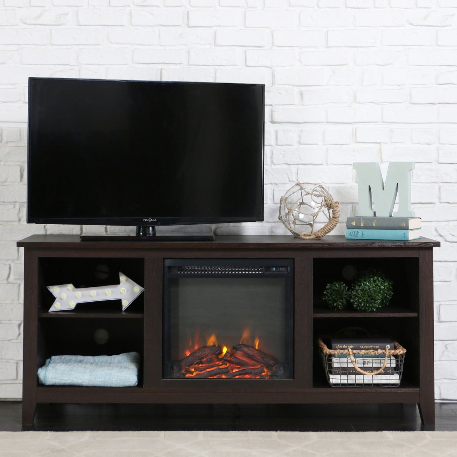 Mirrored Fireplace Tv Stand New 58" Espresso Tv Stand with Fireplace