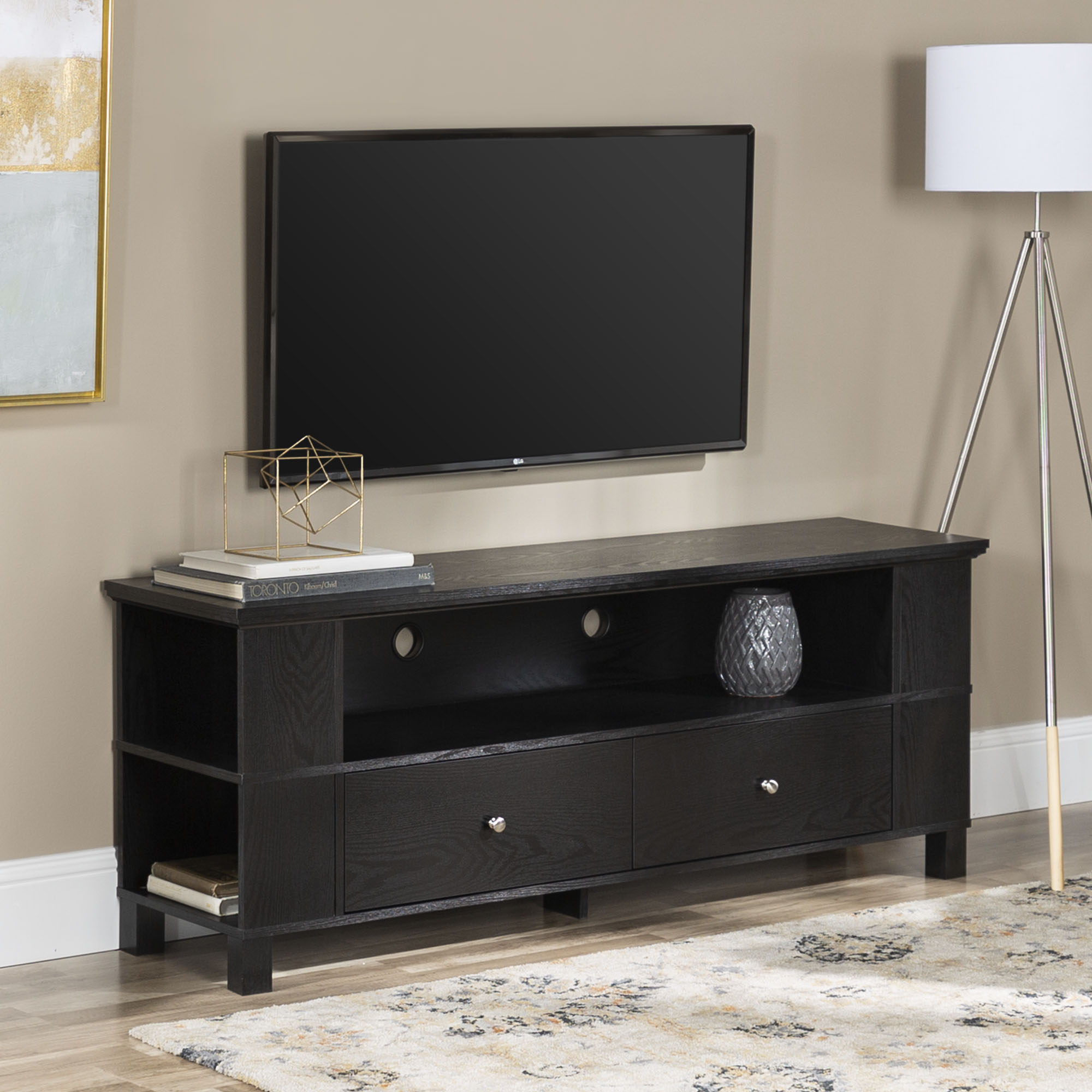 Mirrored Tv Stand with Fireplace Elegant Walker Edison Wood Tv Stands for Tv S Up to 65" Black