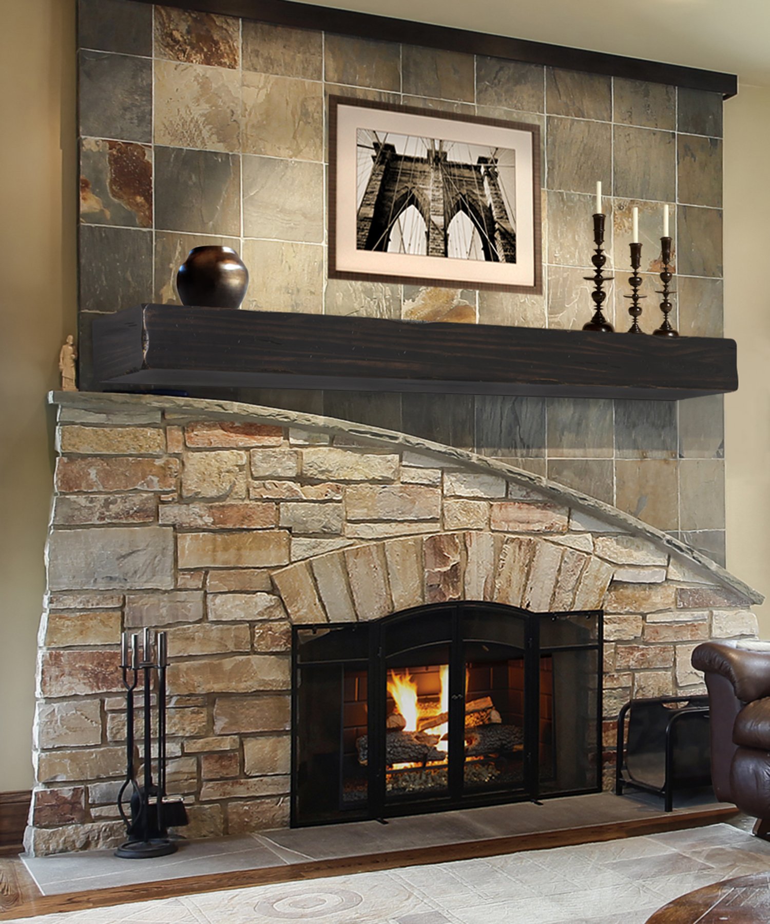 Non combustible fireplace mantel