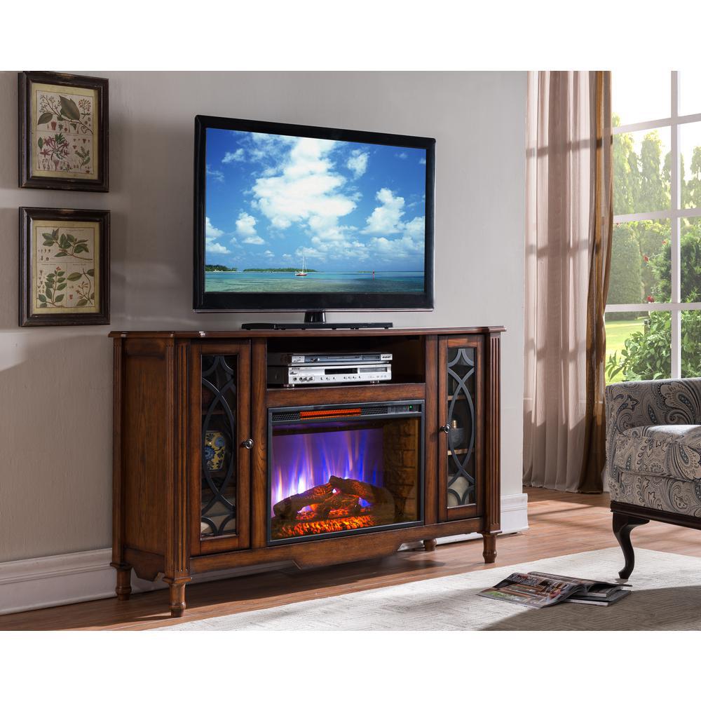 brown oak fireplace tv stands sp5664 64 1000