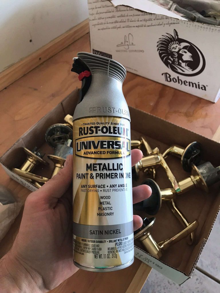 How to Paint a Brass Shower Frame for $30 Shower Door DIY rustoleum satin nickel 768x1024