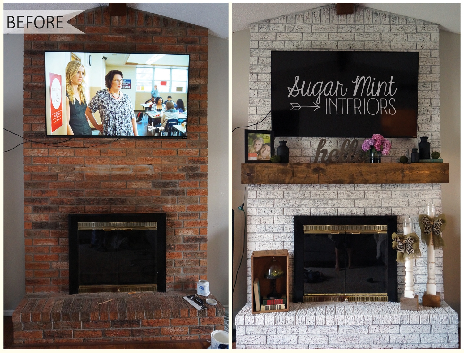 how to update a fireplace Charming Fireplace ideas update old brick fireplace ideas update old brick fireplace elegant diy white washed fireplace makeover sugar mint co
